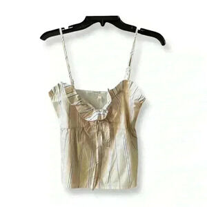 NWT Maje Leyla ruffle-trimmed striped cotton-popin top